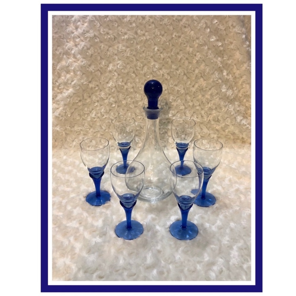 Vintage Bohemia CzechRepublic Decanter and Glasses